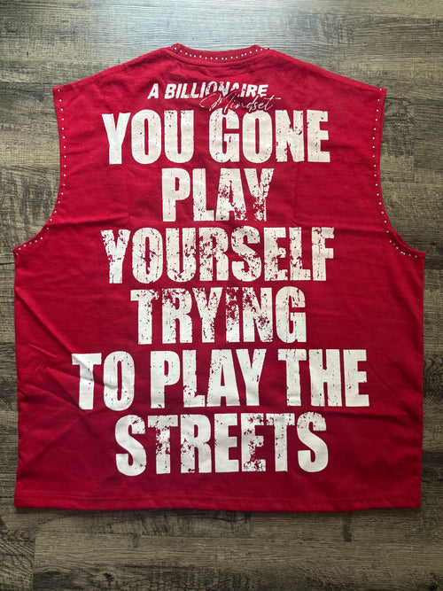 A Billionaire Mindset Cut Off T Shirts (Red)