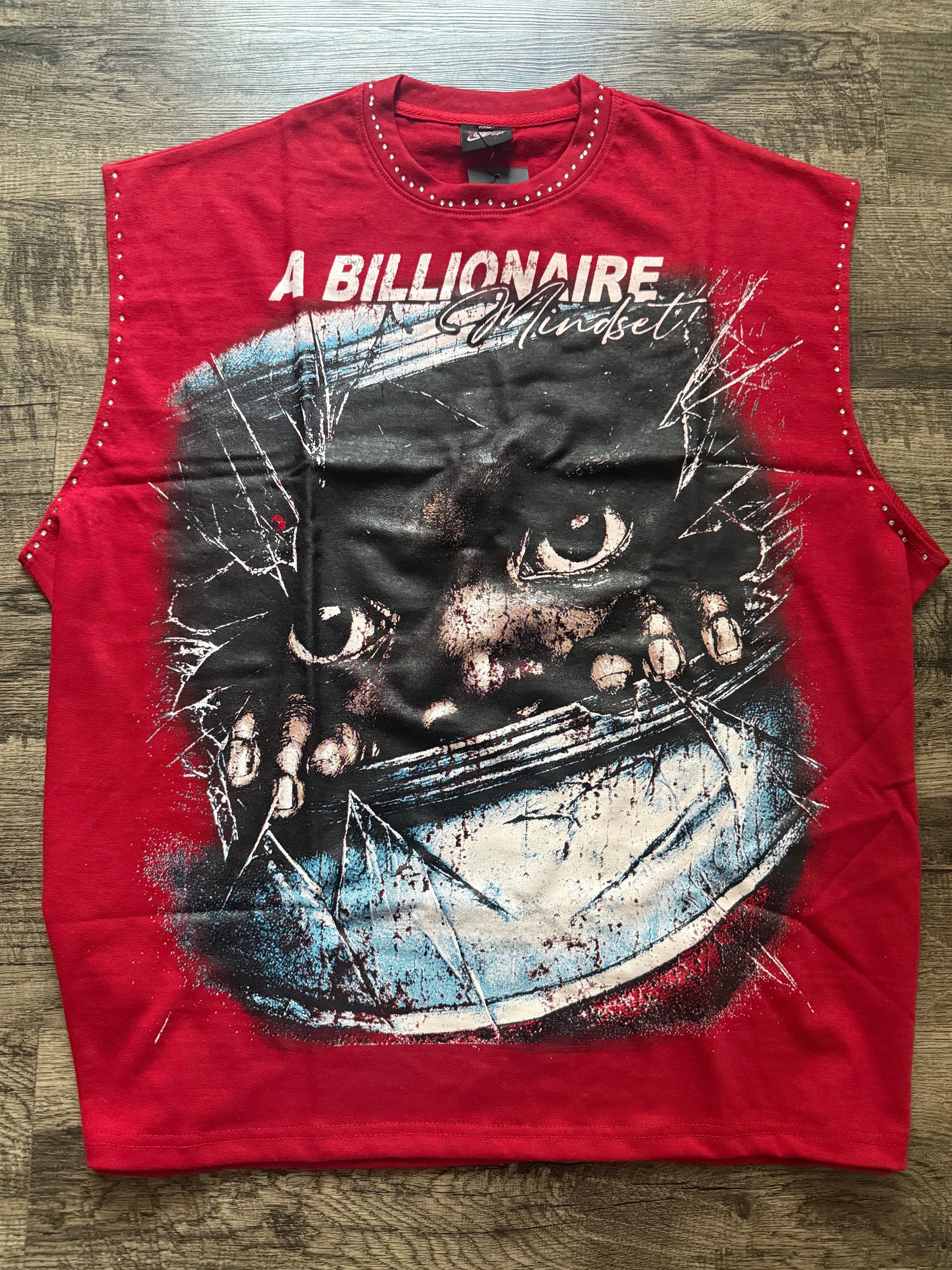 A Billionaire Mindset Cut Off T Shirts (Red)