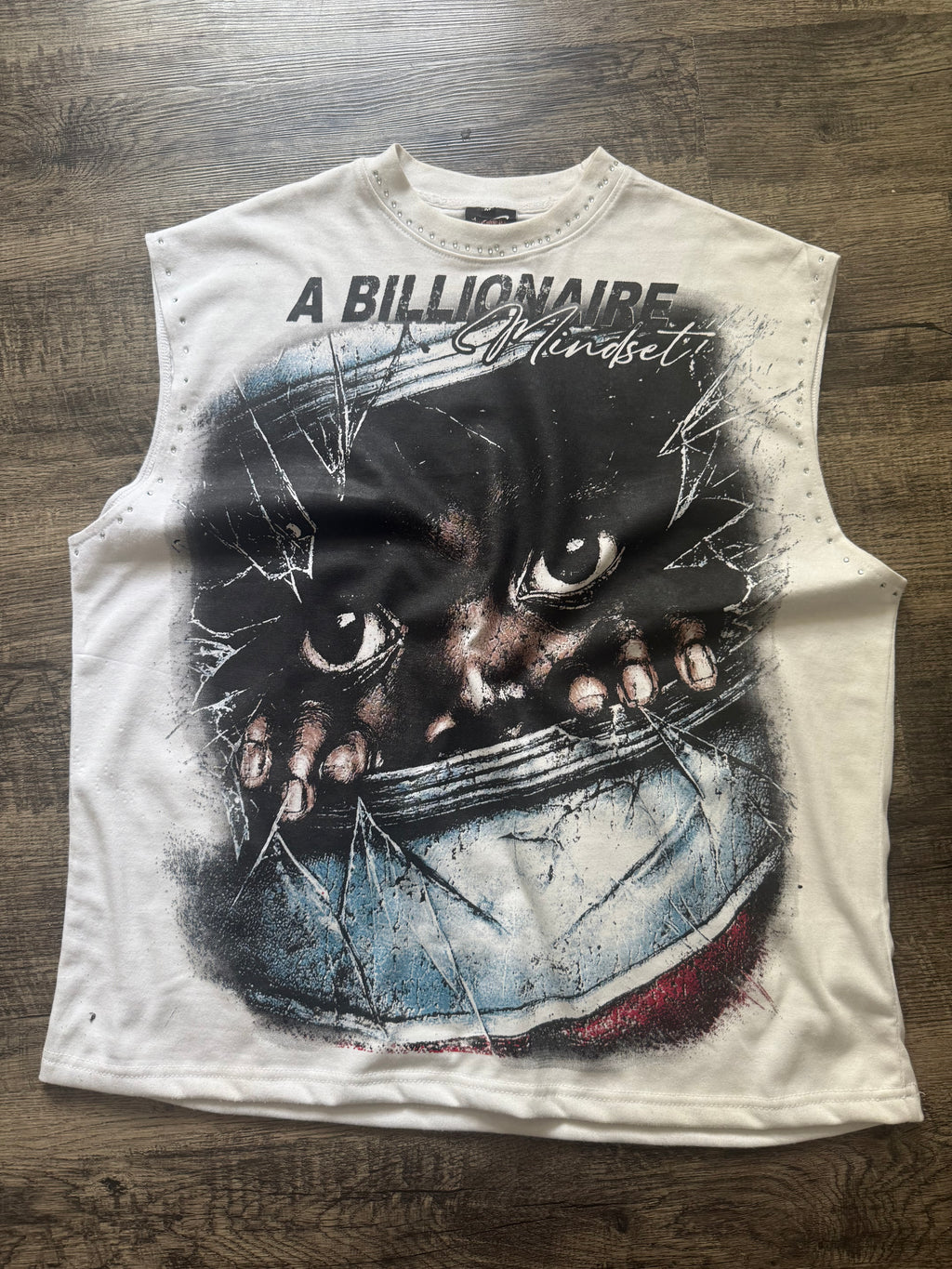 A Billionaire Mindset Cut Off T Shirts (White)